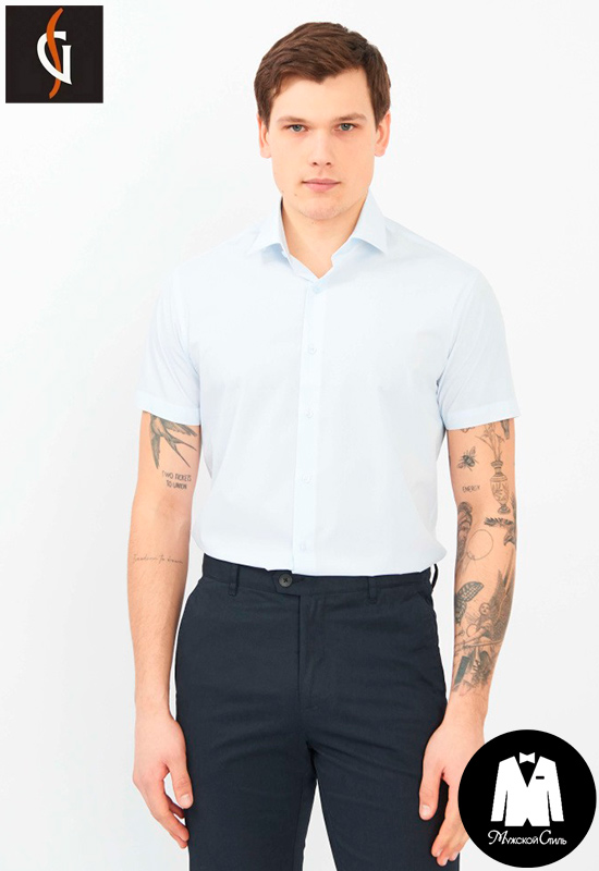 Сорочка мужская светло-голубая короткий рукав 