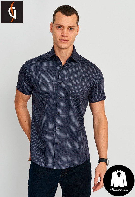 Сорочка мужская короткий рукав темно-синяя