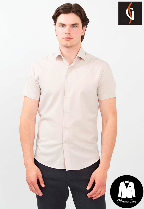 Сорочка мужская короткий рукав  светло-бежевая